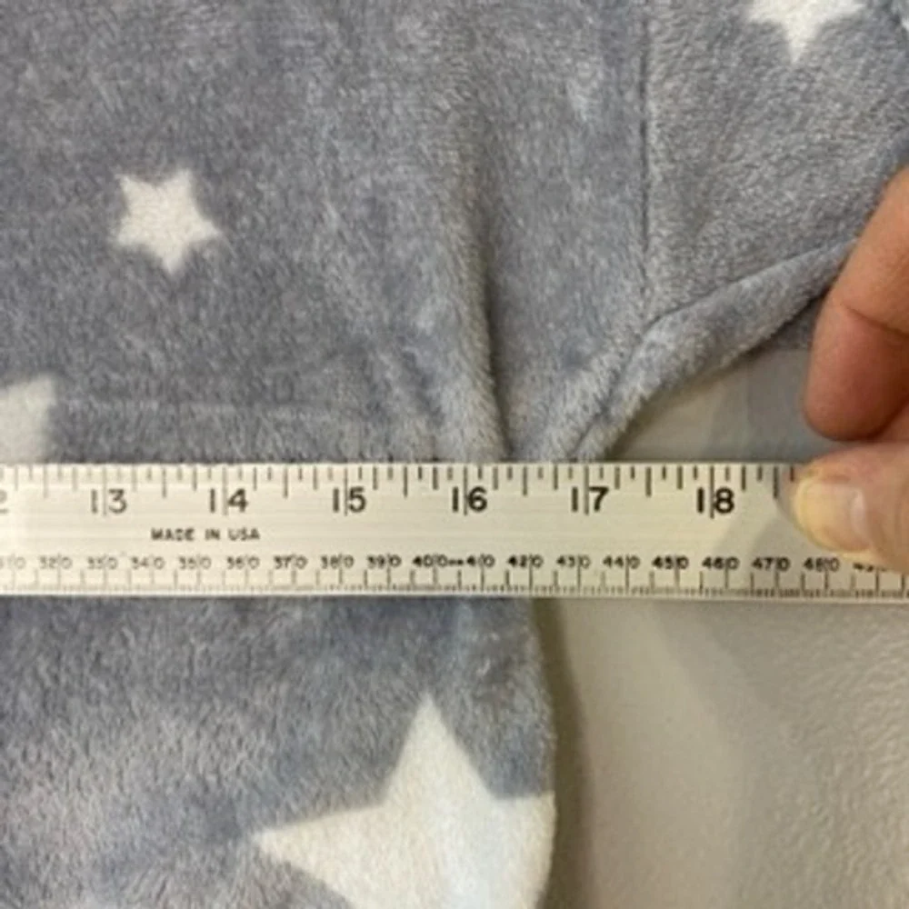 Justice Girls Grey White Star Fleece Pajama Top‎ Sleep Shirt Size S 7/8